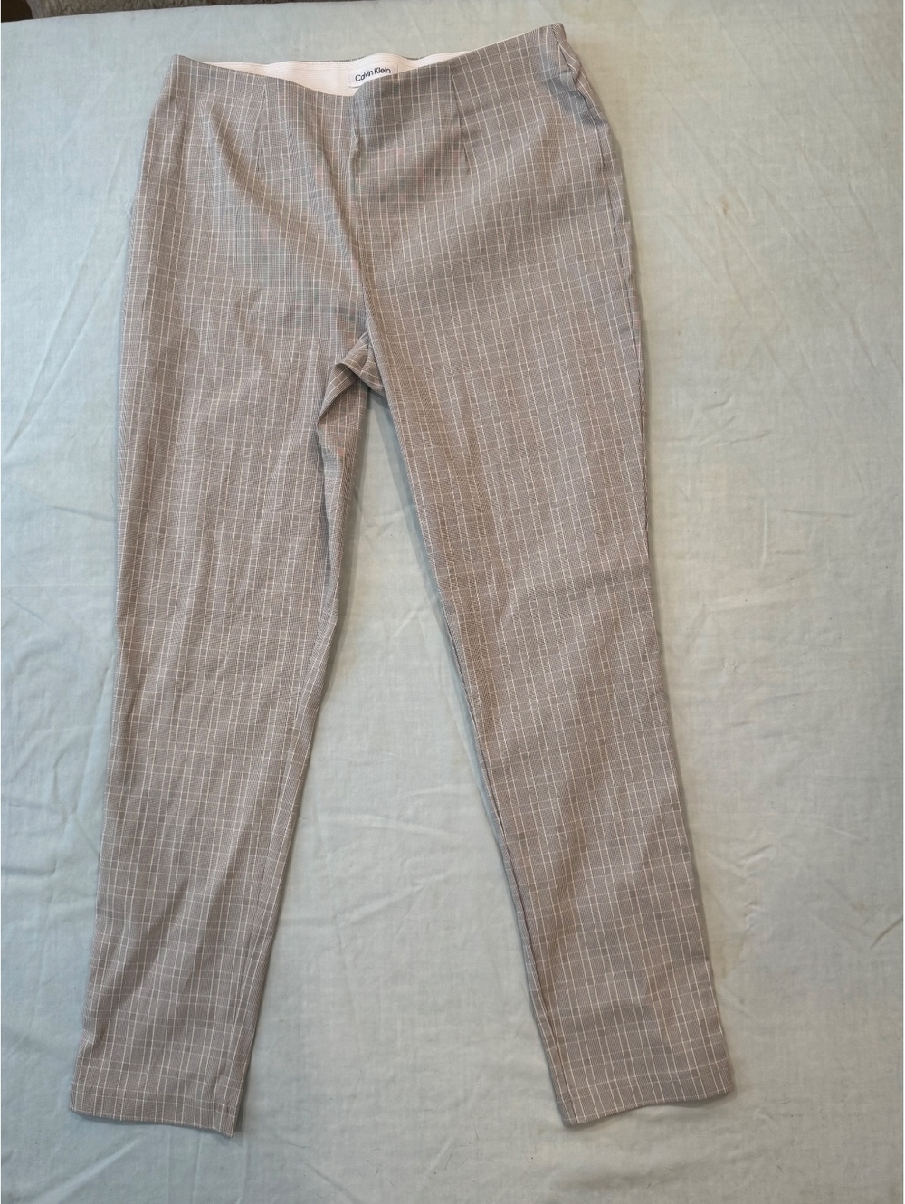 Calvin Klein Women’s Size 12 Plaid Ankle Dress Pants Taupe Gray Workwear